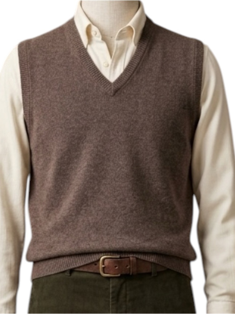 Vintage Men's Brown Sweater Vest size XL , Lambswool,